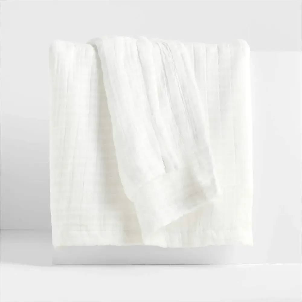 Crate&Barrel Cotton Gauze King Blanket – Crisp White Organic – New